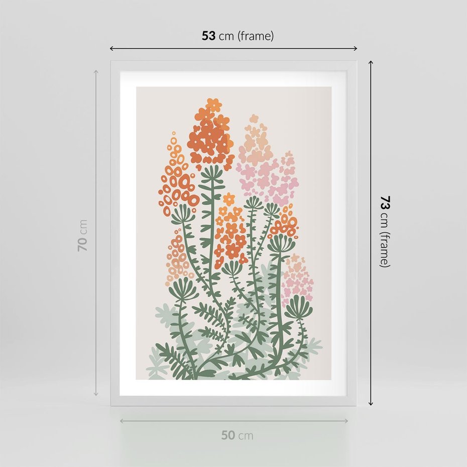 Plakat w ramie 50x70 - Kwiatowe Uniesienia - kwiaty polne, plakat - rama biała