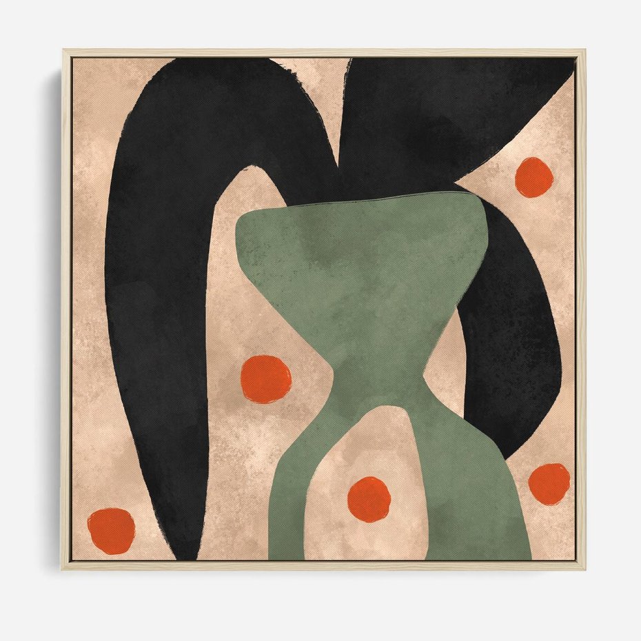 Obraz w ramie 50x50 - Impresje Boho - abstrakcyjny obraz, plakat - rama drewno