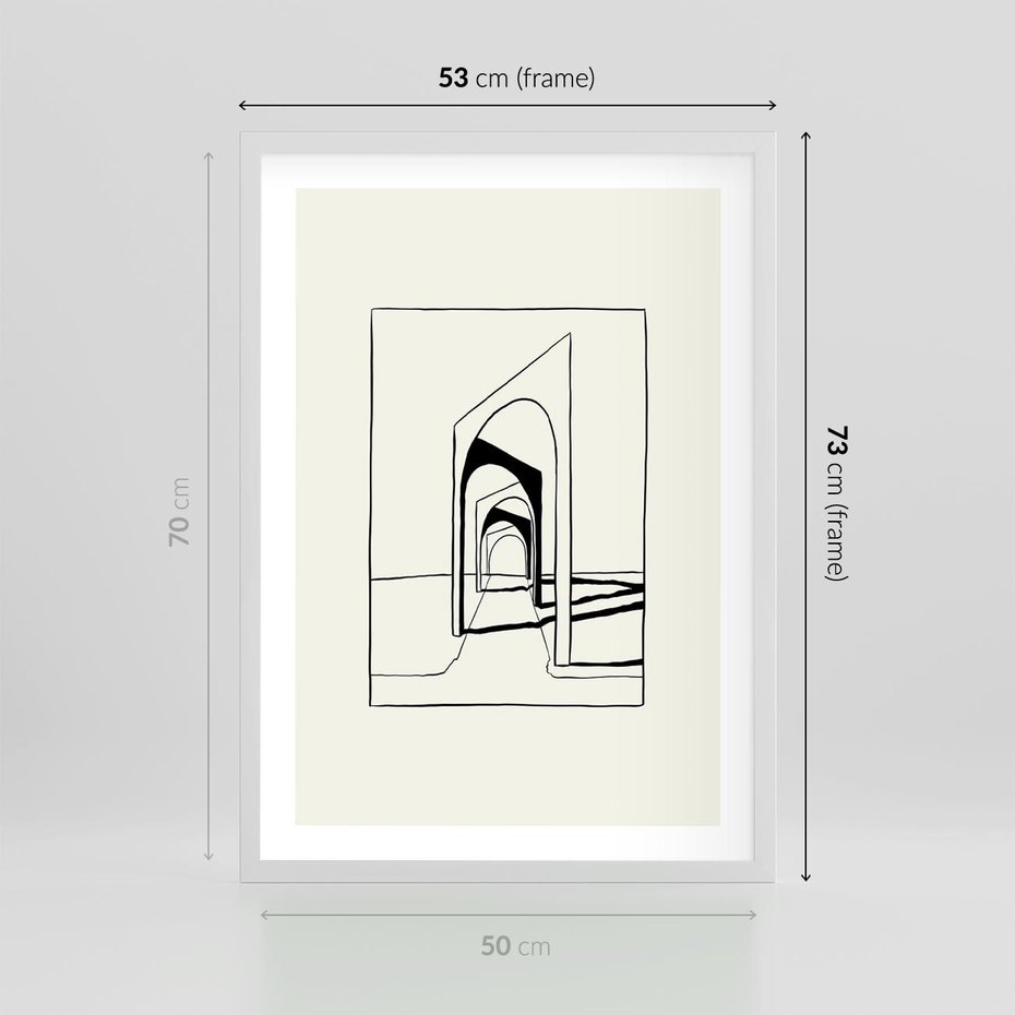 Plakat w ramie 50x70 - Poezja światła i cienia - nowoczesna sztuka, minimalistyczny styl - rama biała