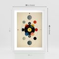 Plakat w ramie 30x40 - Bezgraniczny Taniec Światła - abstrakcyjna geometryczna kompozycja, koła linie - rama biała