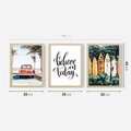 Zestaw obrazy w ramie 30x40 galeria - Pozytywny, cytat, lato, palmy - rama drewno