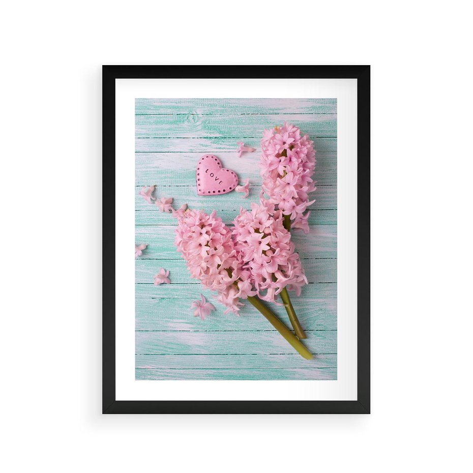 Plakat w ramie 30x40 - Hiacynty w Kwiatowej Kompozycji - hiacynty, kwiaty - rama czarna