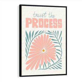 Obraz w ramie 50x70 - Symfonia Światła - typografia, pastelowa stokrotka - rama czarna