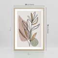 Plakat w ramie 50x70 - Impulsy Subtelnej Harmonii - abstrakcyjny obraz boho, liście - rama drewno