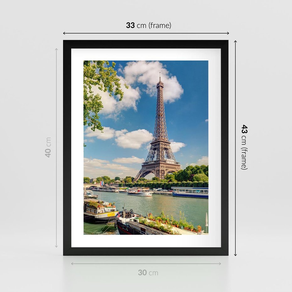 Plakat w ramie 30x40 - Paryżska ikona Francji - wieża Eiffla, Paryż - rama czarna