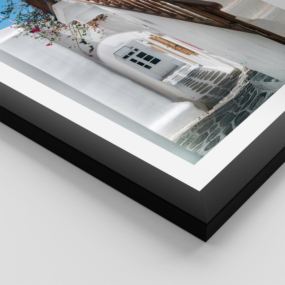 Plakat w ramie 30x40 - Schody Uliczką W dół - schody, uliczka - rama czarna