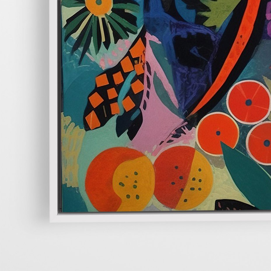 Obraz w ramie 80x120 - Echa Nietuzinkowych Wzorców - abstrakcyjny obraz olejny, jak picasso - rama biała