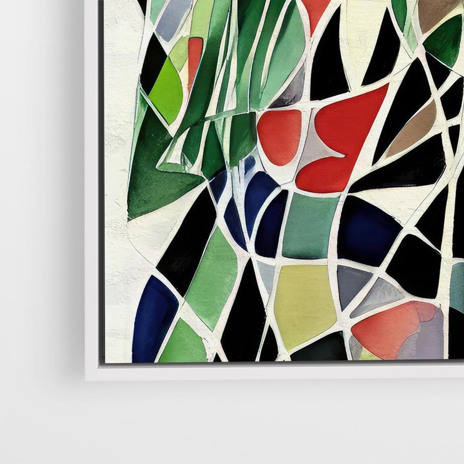 Obraz w ramie 80x80 - Taniec Plam i Kształtów - abstrakcyjny akwarelowy obraz, plamy - rama biała