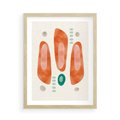 Plakat w ramie 50x70 - Księga Barw - abstrakcyjne formy, dominujący kolor pomarańczowy - rama drewno