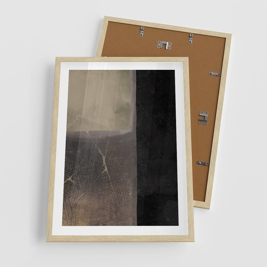 Plakat w ramie 50x70 - Kształty Urywane - mroczny plakat, nowoczesne wnętrza - rama drewno