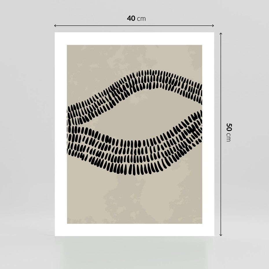 Plakat bez ramy 40x50 - Kontury Ewolucji Materii - boho plakat, czarne kropki kreski