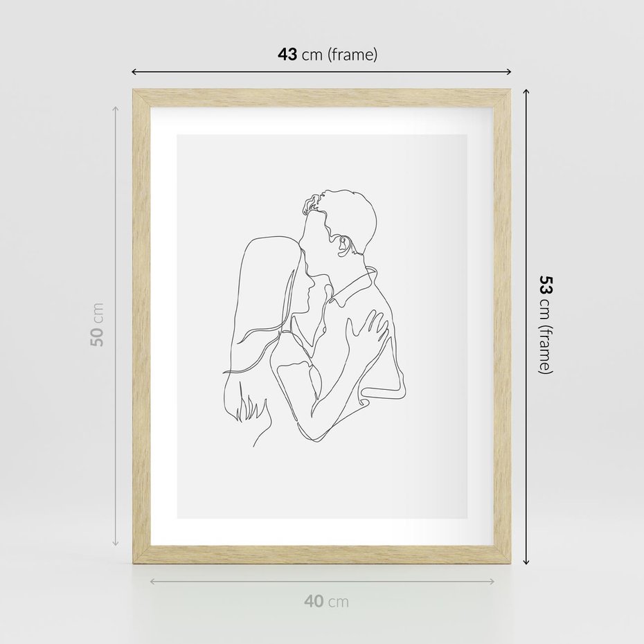 Plakat w ramie 40x50 - Bezgraniczne Przenikanie - para zakochanych, kobieta i mężczyzna - rama drewno