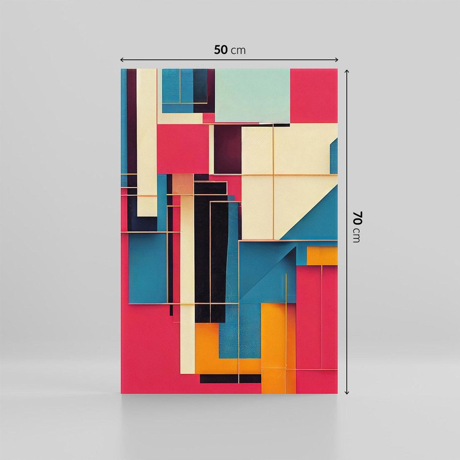 Obraz na płótnie 50x70 - Przejście przez labirynt myśli - kolorowa abstrakcja, instalacja z prostokątów i linni