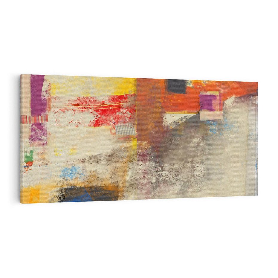 Obraz na płótnie 140x70 - Abstrakcja olejna - kształty i kolory - abstrakcja, olejna