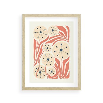 Plakat w ramie 30x40 - Impresje Harmonii - abstrakcyjne kwiaty, rośliny - rama drewno