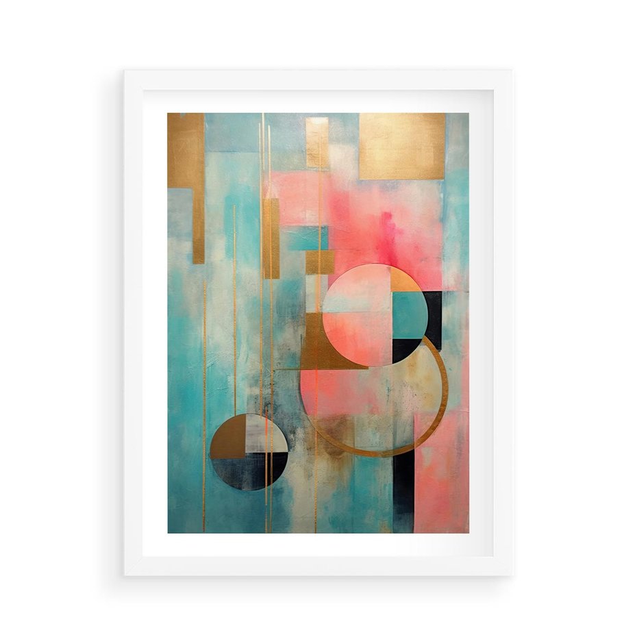 Plakat w ramie 50x70 - Abstrakcyjny Bałagan - abstrakcja, obraz olejny - rama biała