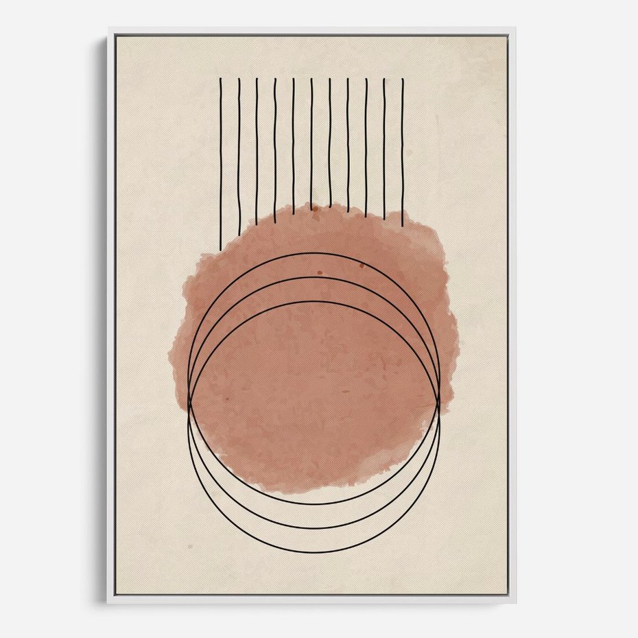 Obraz w ramie 80x120 - Migotliwe Kontury - akwarelowa plama, geometryczne szkicowane kształty - rama biała