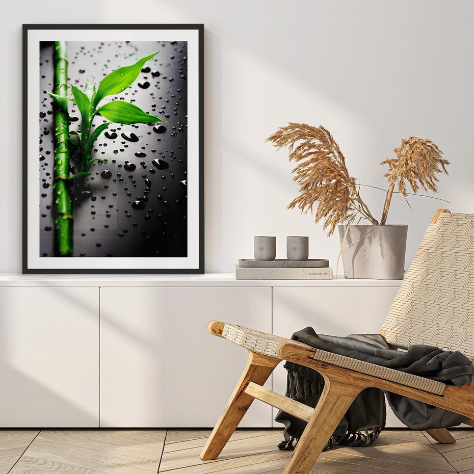 Plakat bez ramy 50x70 - Bambusowa Harmonia - bambus, liście