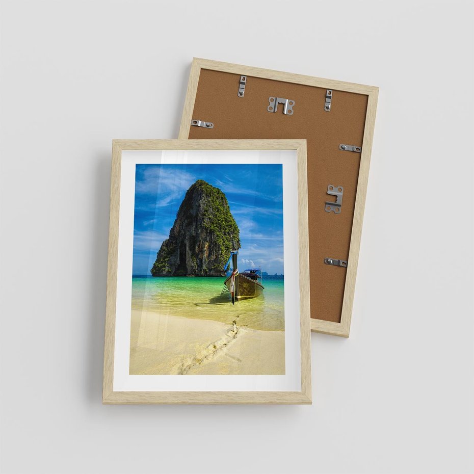 Plakat w ramie 30x40 - Łódź nad Morzem - łodź, morze - rama drewno