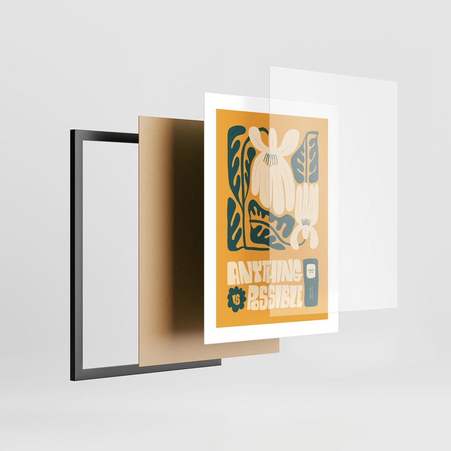 Plakat w ramie 30x40 - Impulsy Harmonii - kwiaty, nowoczesny plakat - rama czarna