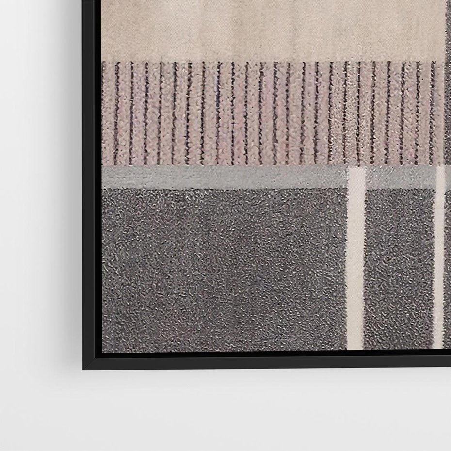 Obraz w ramie 50x50 - Harmonia skradzionych odcieni - symetryczne, geometryczne pasy - rama czarna