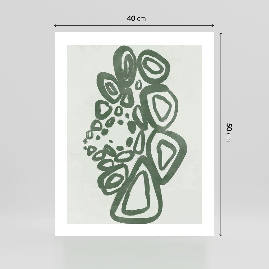 Plakat bez ramy 40x50 - Migotliwe Widzenia Zieleni - zielona abstrakcja, zgaszona zieleń