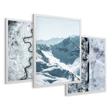 Zestaw obrazy w ramie 30x40 galeria - Góry, zima, śnieg - rama biała