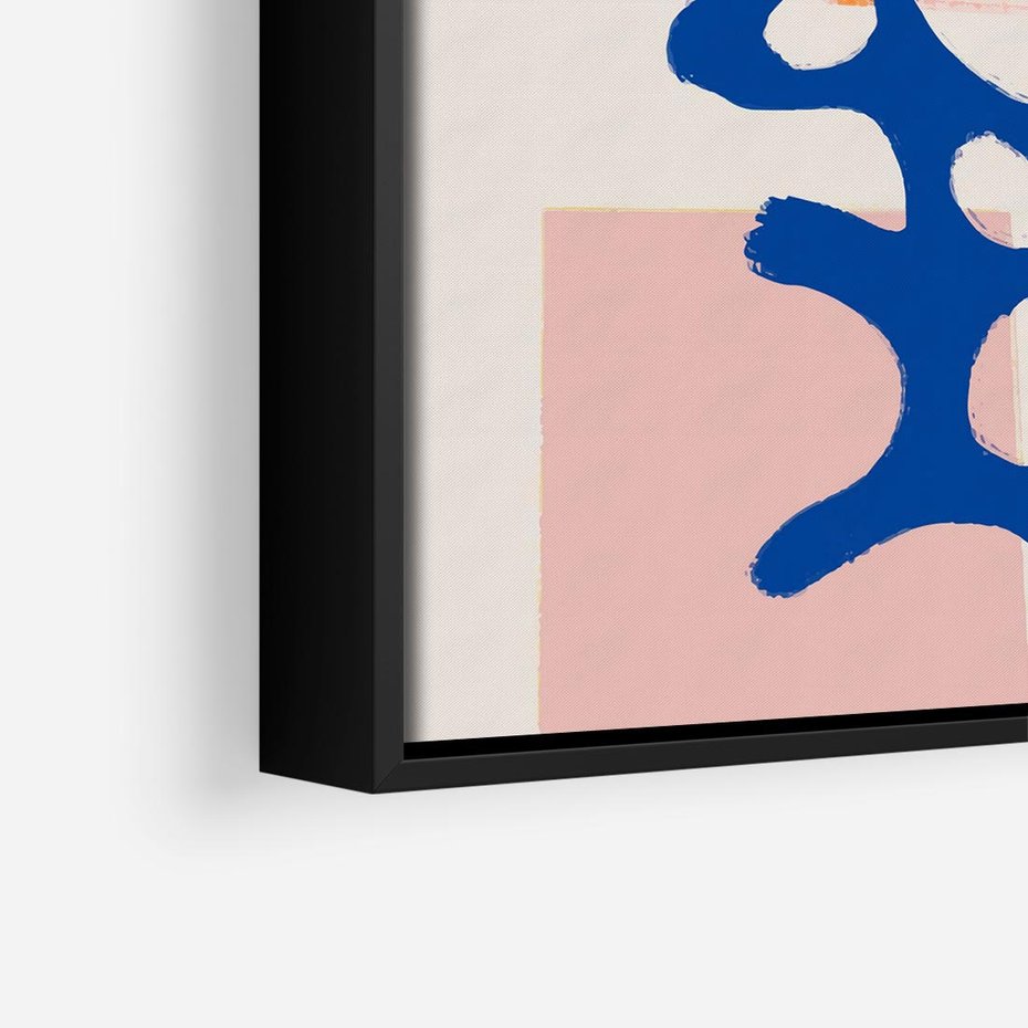 Obraz w ramie 50x50 - Migotliwe Nastroje - abstrakcyjna niebieska forma, dziwne kształty - rama czarna