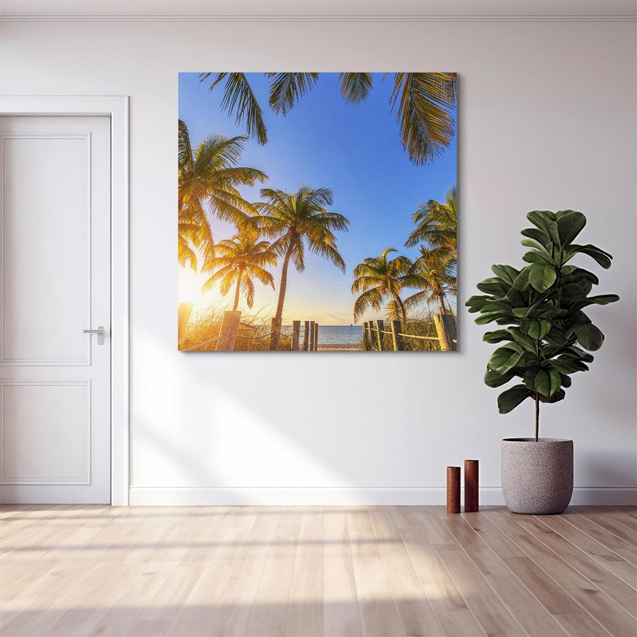 Obraz na płótnie 70x70 - Rajskie palmy w tropikalnym raju - palmy, tropiki