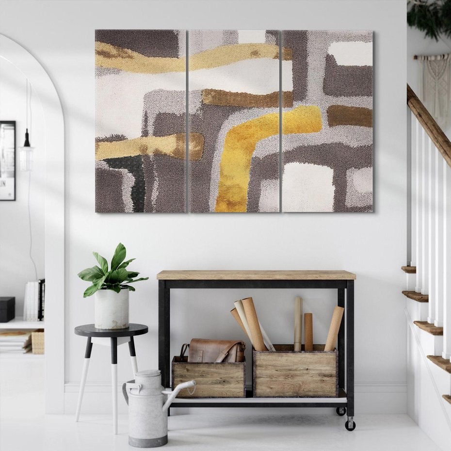 Obraz na płótnie 120x80 - Złote Krzywe - abstrakcja, krzywe linie