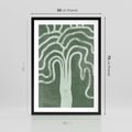 Plakat w ramie 50x70 - Inspirujące Zawiłości Zieleni - abstrakcyjny kształt, zielony plakat - rama czarna