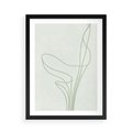Plakat w ramie 50x70 - Zielona Równowaga Linii - abstrakcyjne delikatne zielone linie, nowoczesny plakat - rama czarna