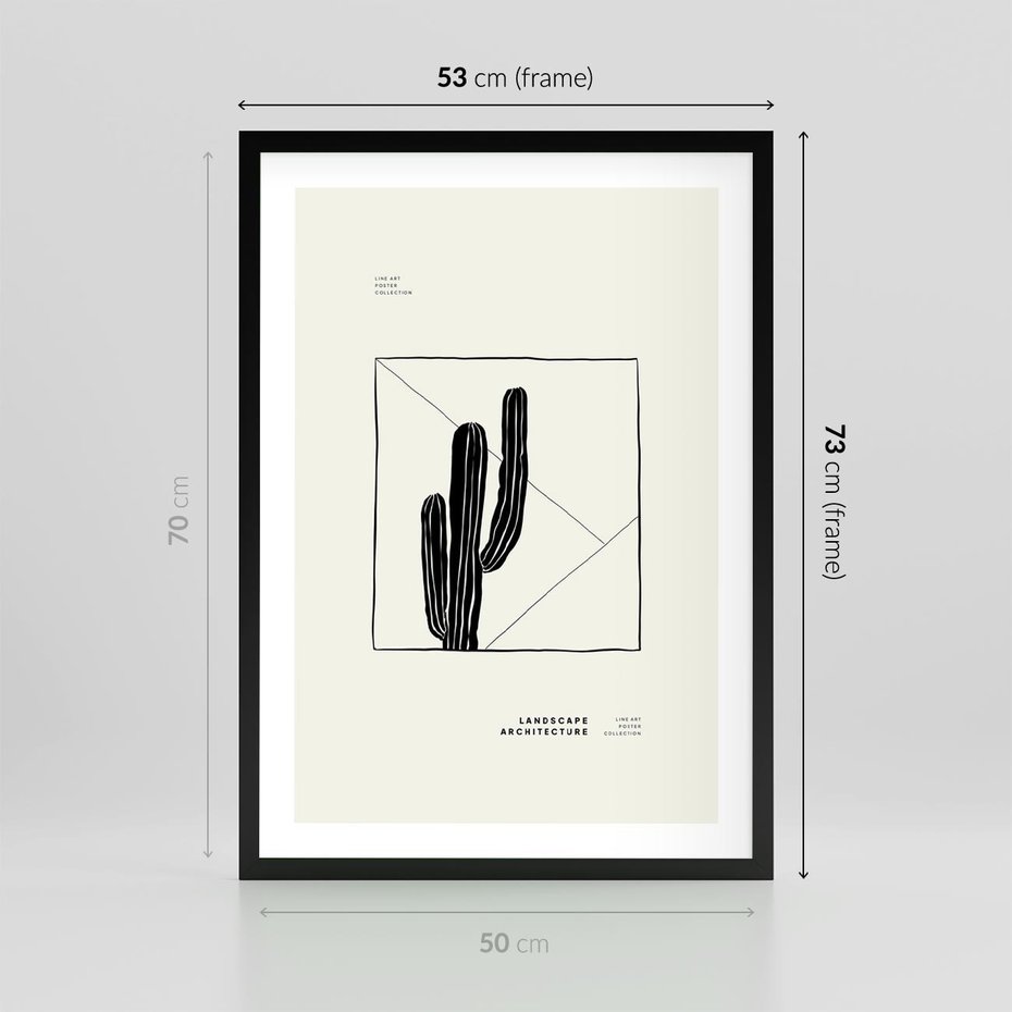 Plakat w ramie 50x70 - Zaklęta roślinna ekspresja - nowoczesna sztuka, minimalistyczny styl - rama czarna