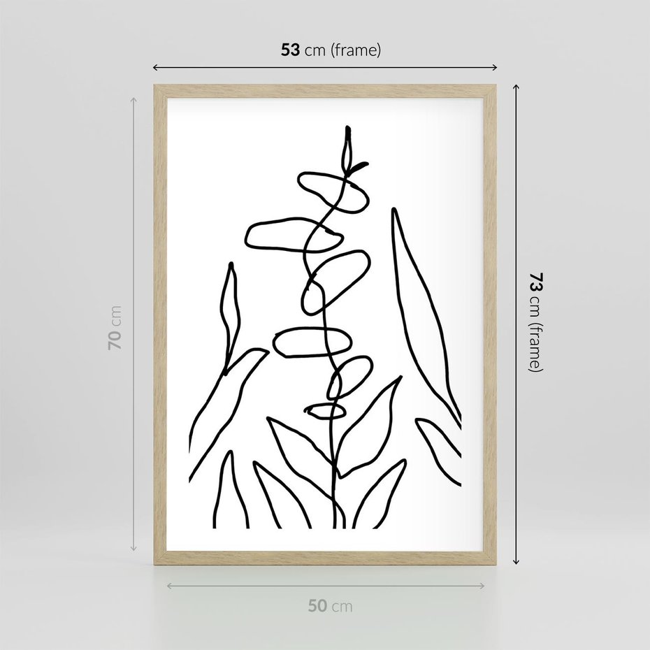 Plakat w ramie 50x70 - Liście Mocy - mroczna sztuka, minimalizm - rama drewno