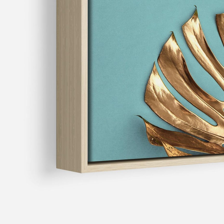 Obraz w ramie 80x80 - Piękno Natury - złote, liście - rama drewno