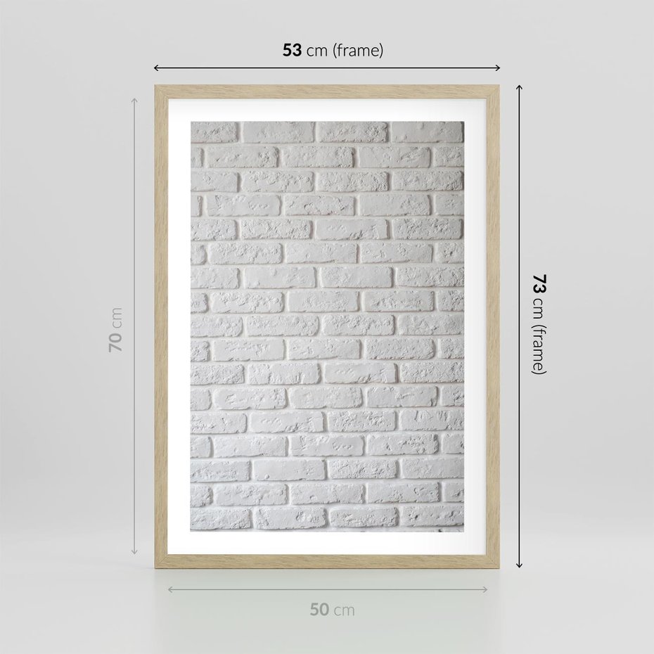 Plakat w ramie 50x70 - Wymiarowa Struktura - ściana, cegła - rama drewno