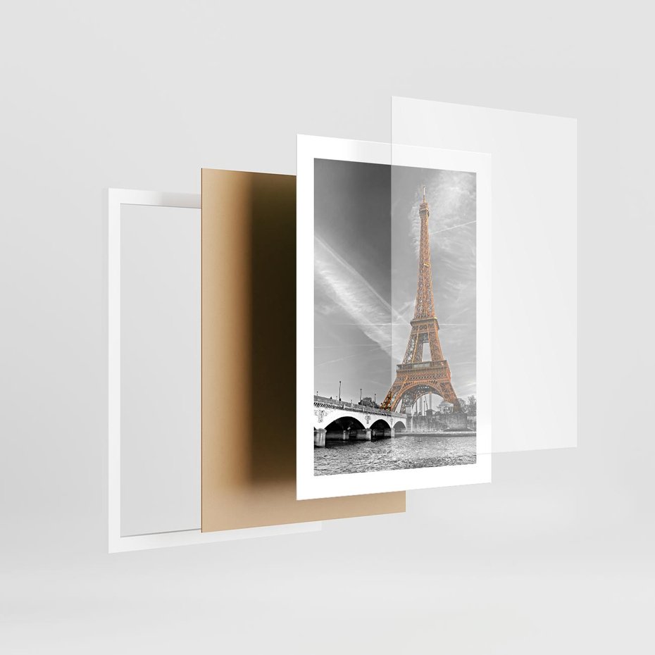 Plakat w ramie 30x40 - Echa Wieży Eiffla - wieża, Eiffla - rama biała