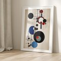 Plakat w ramie 40x50 - Rozkwitające Wibracje Wyobraźni - abstrakcyjna geometryczna kompozycja, koła linie - rama biała