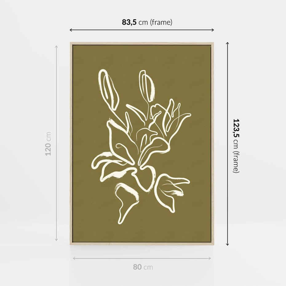 Obraz w ramie 80x120 - Przenikające Barwy - abstrakcyjna roślina, kwiaty - rama drewno