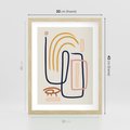 Plakat w ramie 30x40 - Abstrakcyjne Mrugnięcie - abstrakcja w stylu picasso, beżowe tło - rama drewno