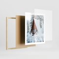 Plakat w ramie 40x50 - Zimowe Ustronie w Lesie - domek w lesie, zimowy las - rama drewno