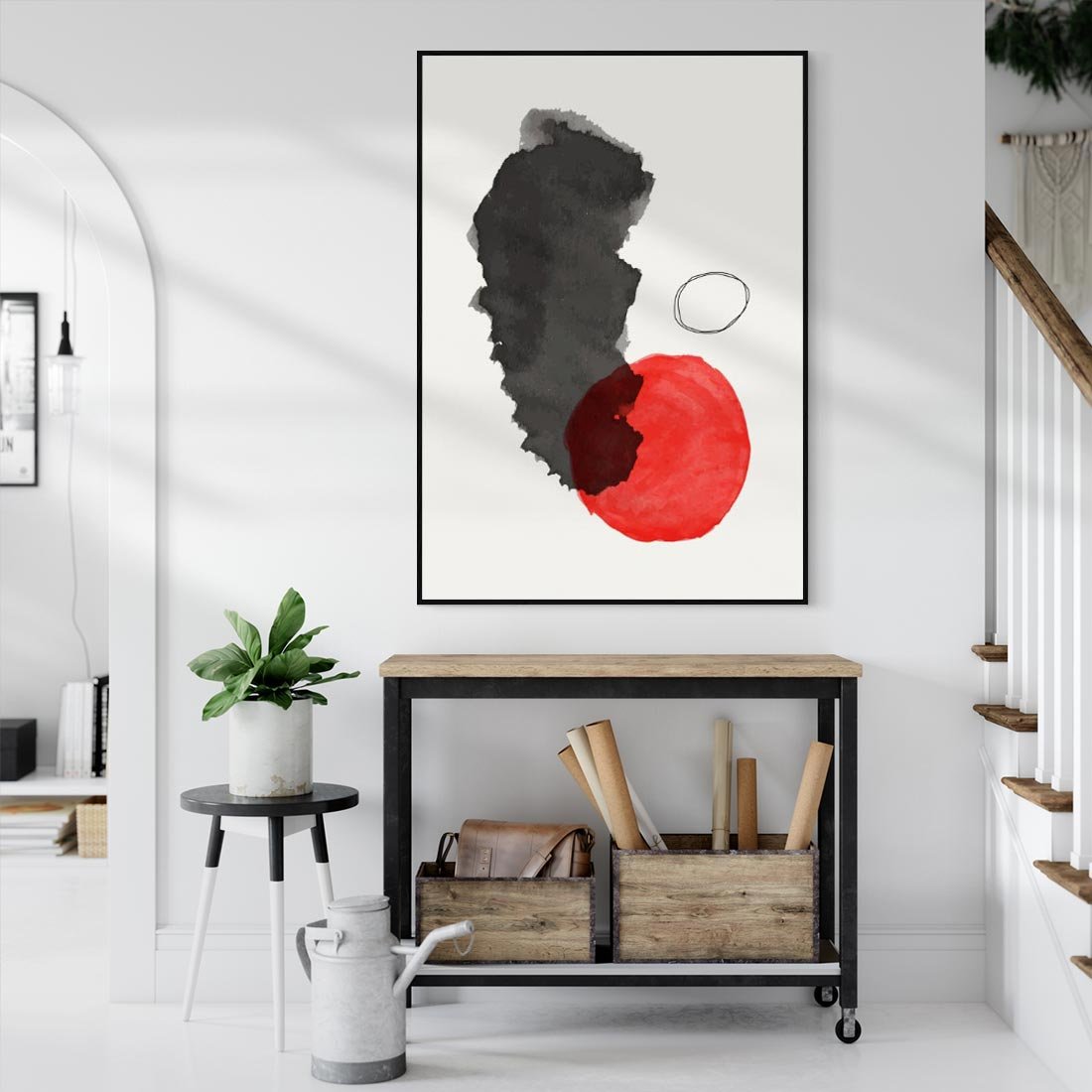 Obraz w ramie 70x100 - Wibracje Linii - abstrakcyjne nieregularne plamy, czarny - rama czarna