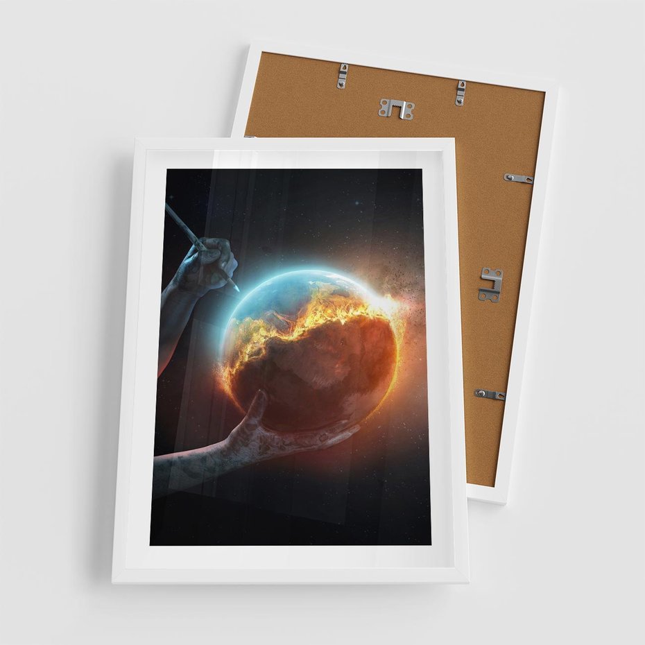 Plakat w ramie 50x70 - Nieznane przestrzenie - planeta, kosmos - rama biała