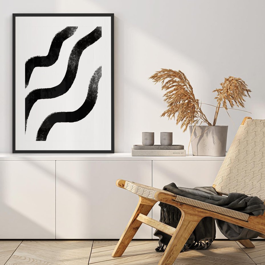 Plakat w ramie 40x50 - Wibracje Plam - abstrakcja, minimalizm - rama czarna