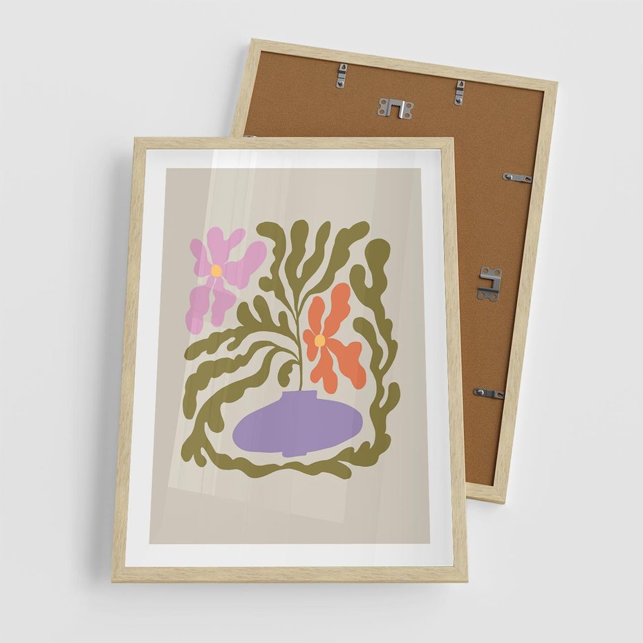 Plakat w ramie 50x70 - Kolorowe Echa - kwiaty, abstrakcja - rama drewno