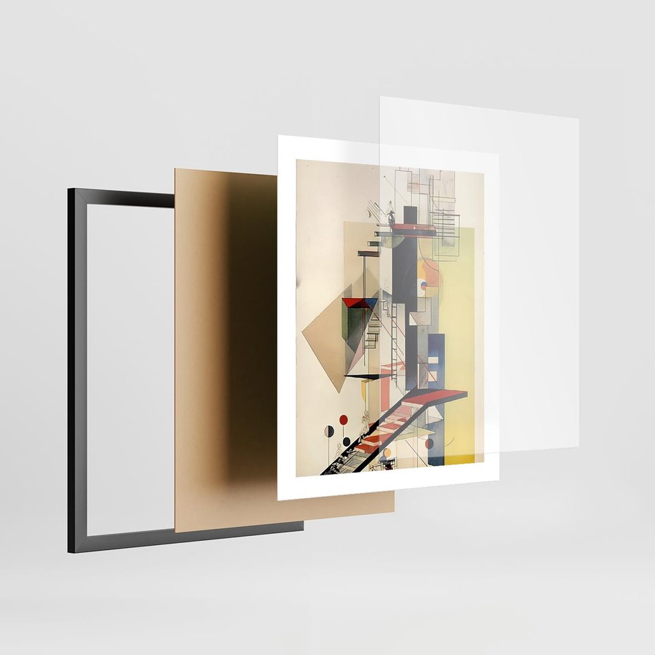 Plakat w ramie 40x50 - Kolorowe Wnętrza Inspiracji - abstrakcyjny obraz, jak kandinsky - rama czarna