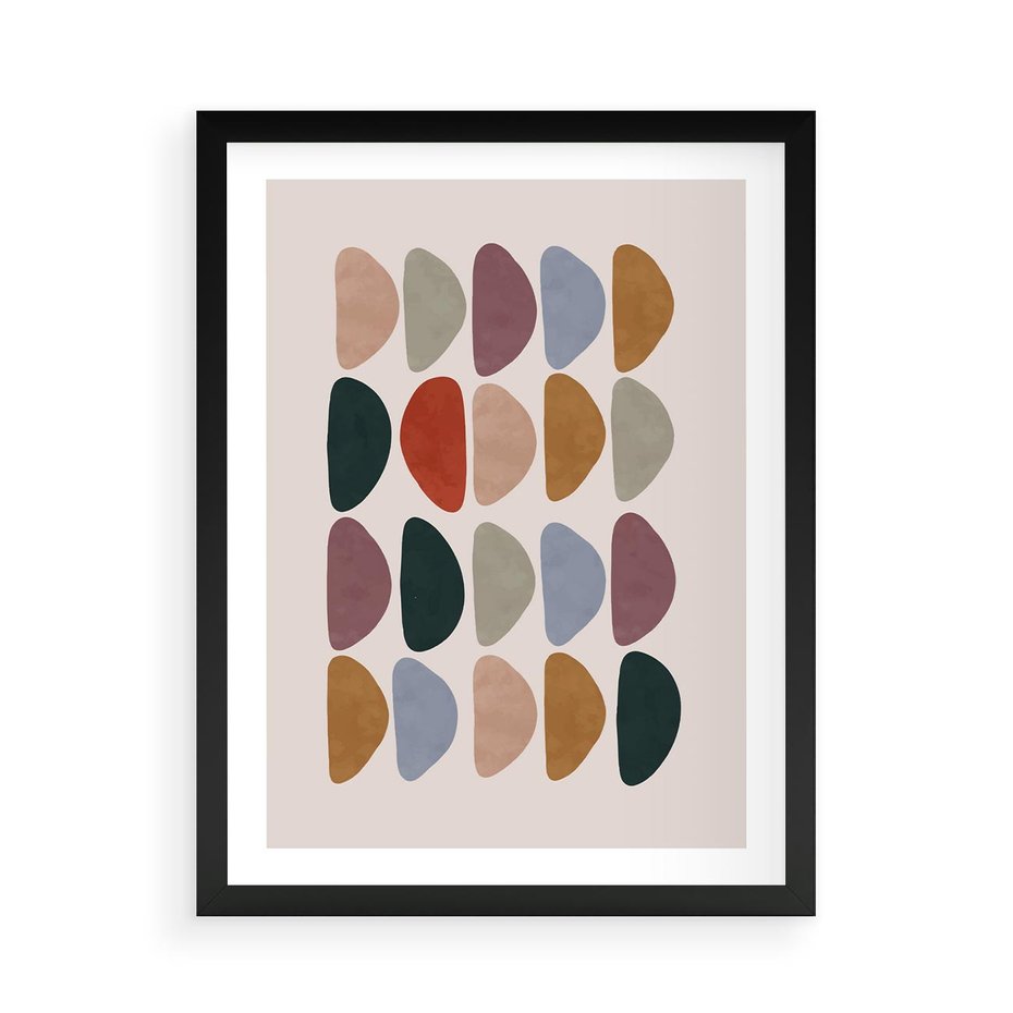 Plakat w ramie 50x70 - Granice Boho - abstrakcyjny obraz, geometryczna kompozycja - rama czarna