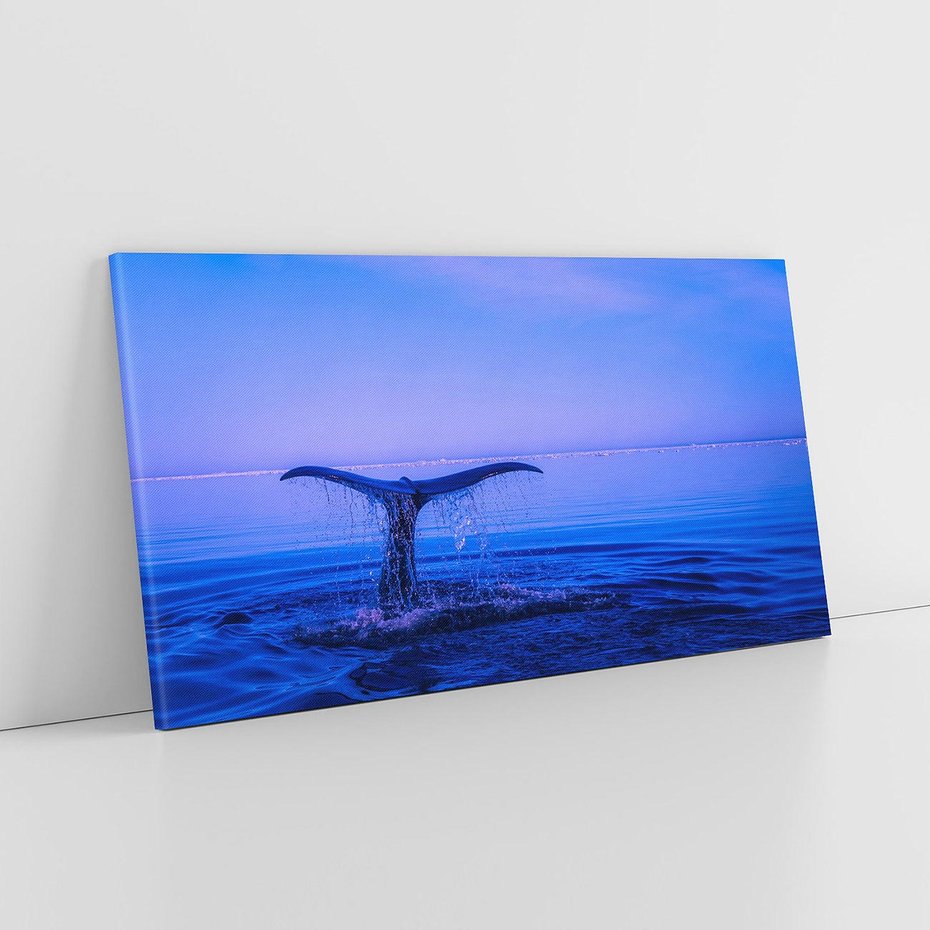 Obraz na płótnie 140x70 - Morze, fale i skały - wieloryb, morze