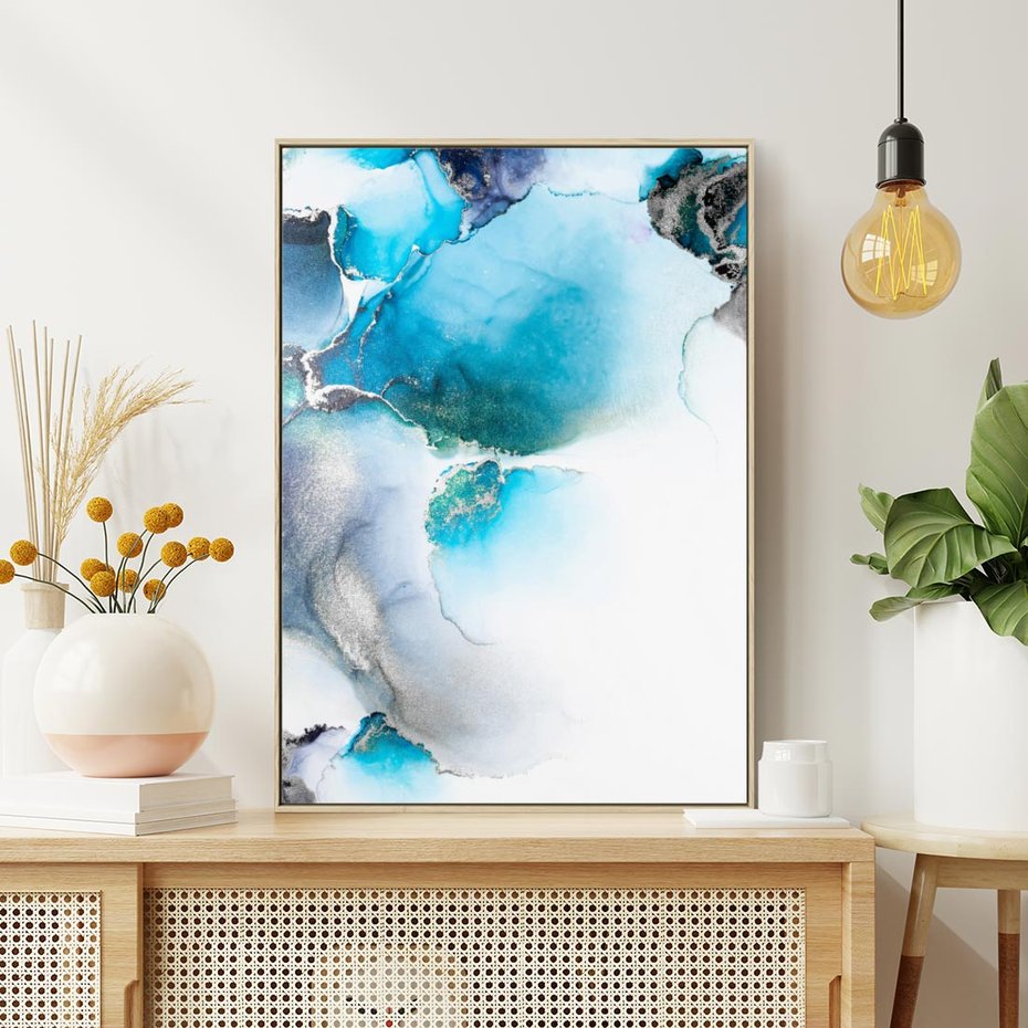 Obraz w ramie 50x70 - Marmur złotą akwarelą - marmur, akwarela - rama drewno