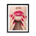 Plakat w ramie 50x70 - Wyrażenie Piękna - paznokcie, usta - rama czarna